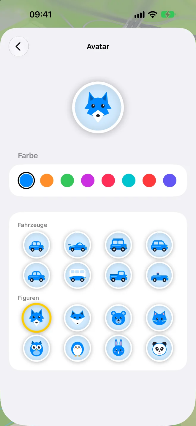 Choice of vehicles and characters